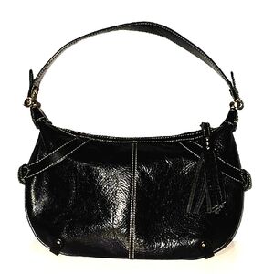 Liz Claiborne Black 100% Leather Shoulder Bag Medium